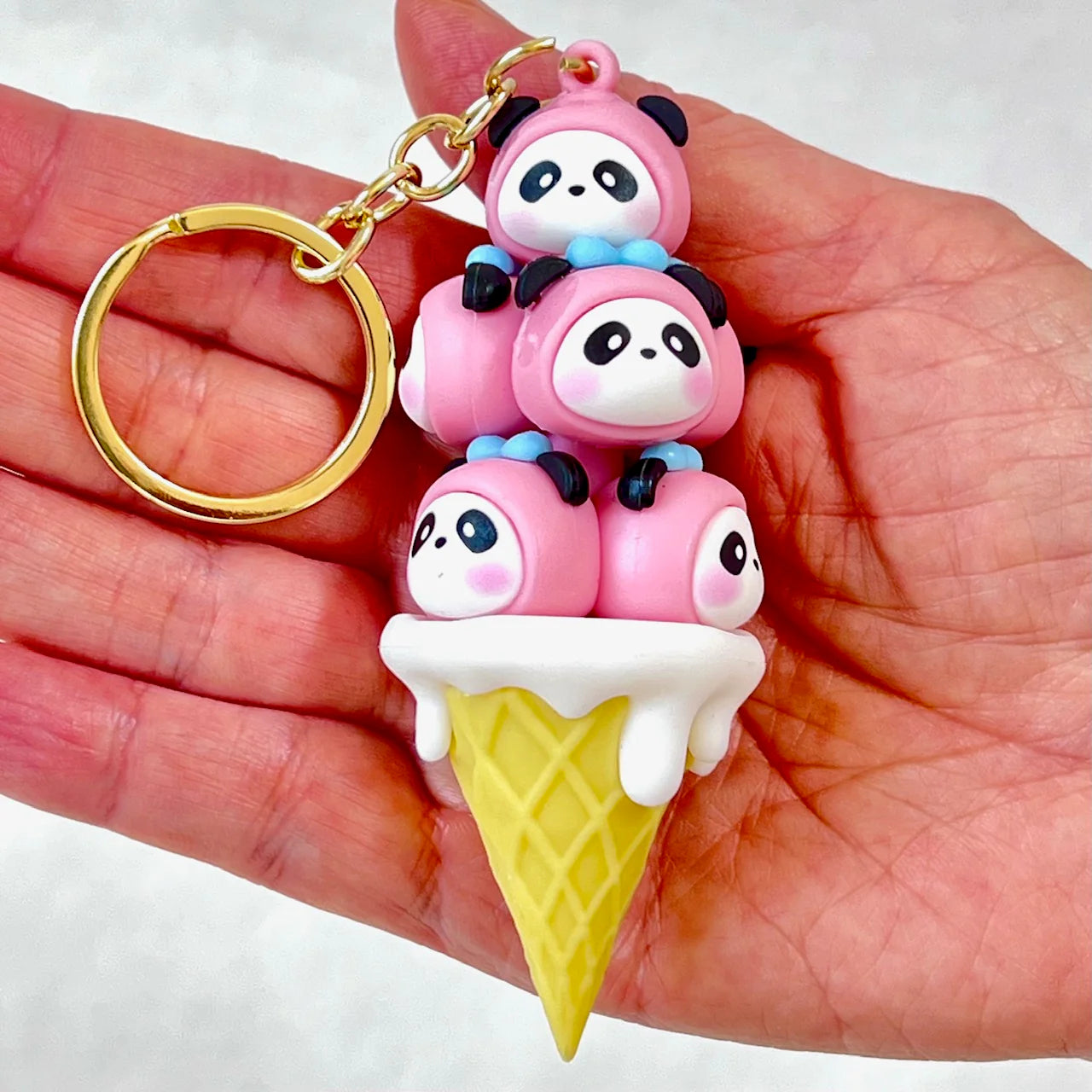 Pink Panda Family Key Charm