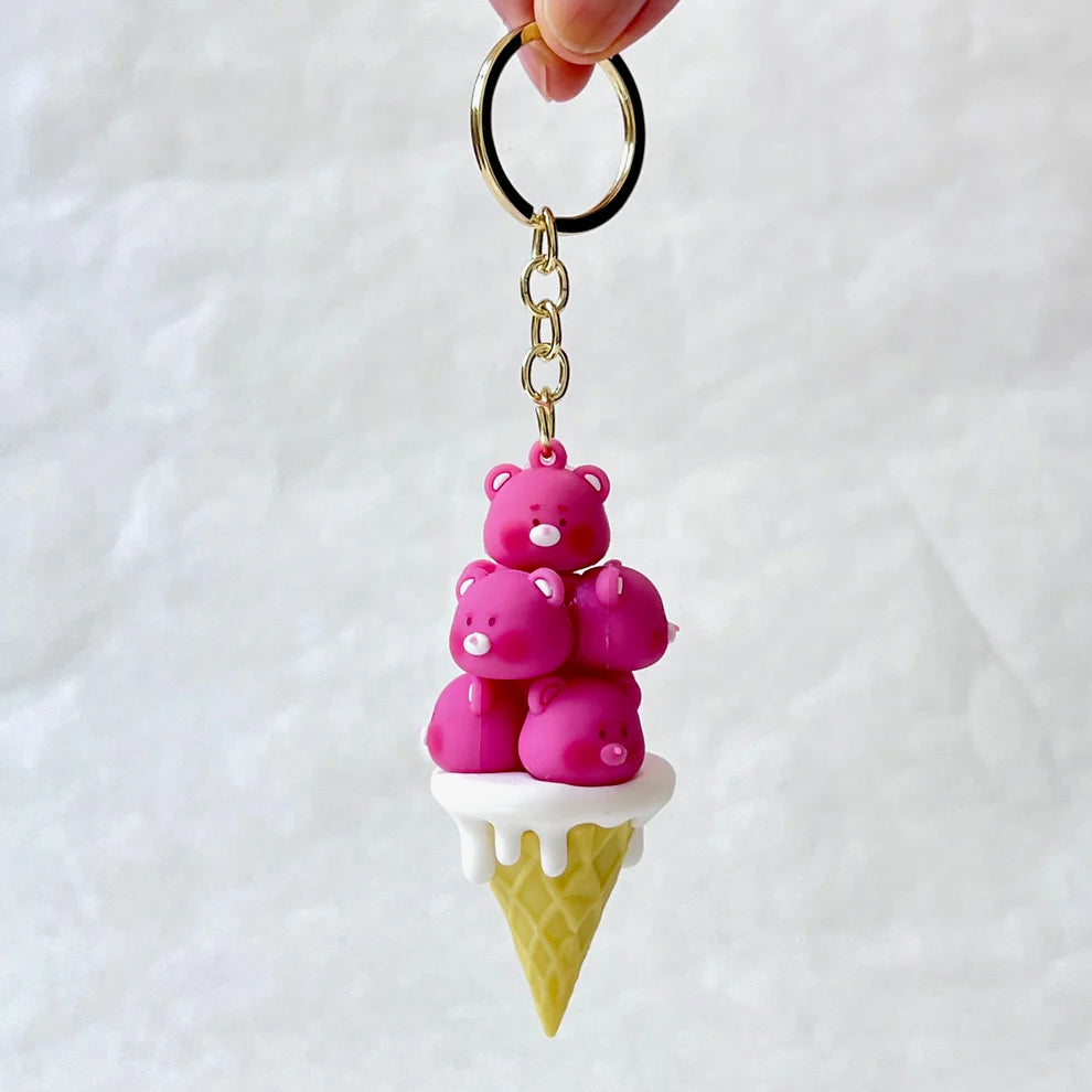 Pink Bear Family Key Charm