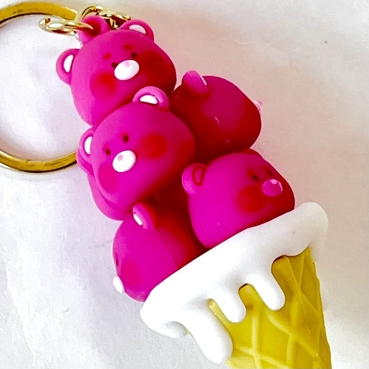 Pink Bear Family Key Charm