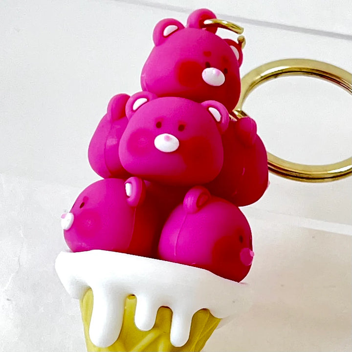 Pink Bear Family Key Charm