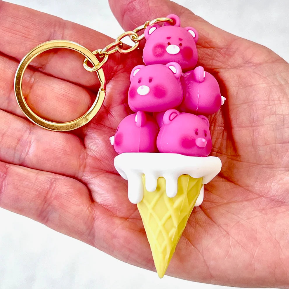 Pink Bear Family Key Charm
