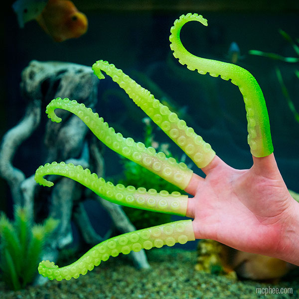 Glow-in-the-Dark Finger Tentacles in use
