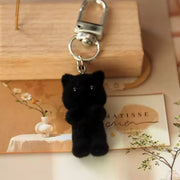 Black Cat Flocked Keychain | Rainbow Unicorn Birthday Surprise