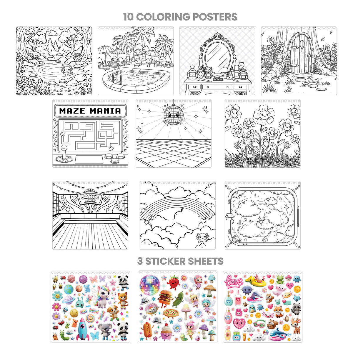 Chill-Axolotl Coloring & Collage Activity Portfolio | Fashion Angels