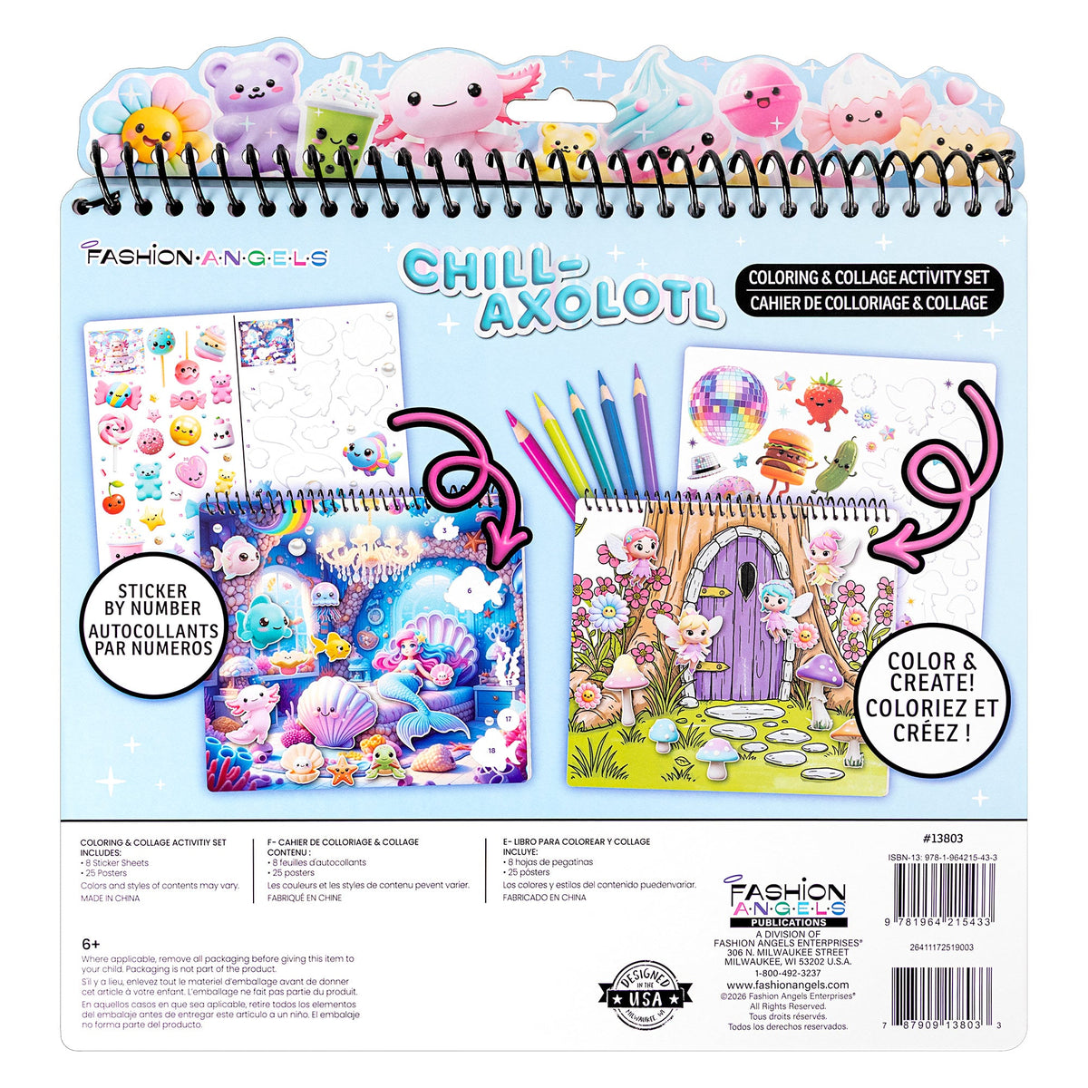 Chill-Axolotl Coloring & Collage Activity Portfolio | Fashion Angels