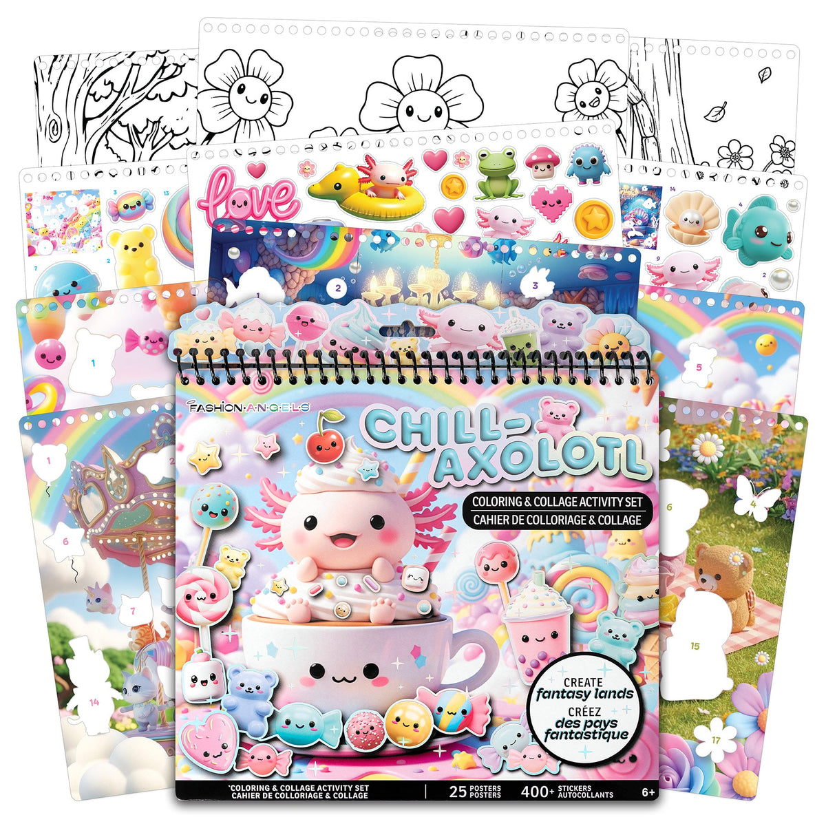 Chill-Axolotl Coloring & Collage Activity Portfolio | Fashion Angels