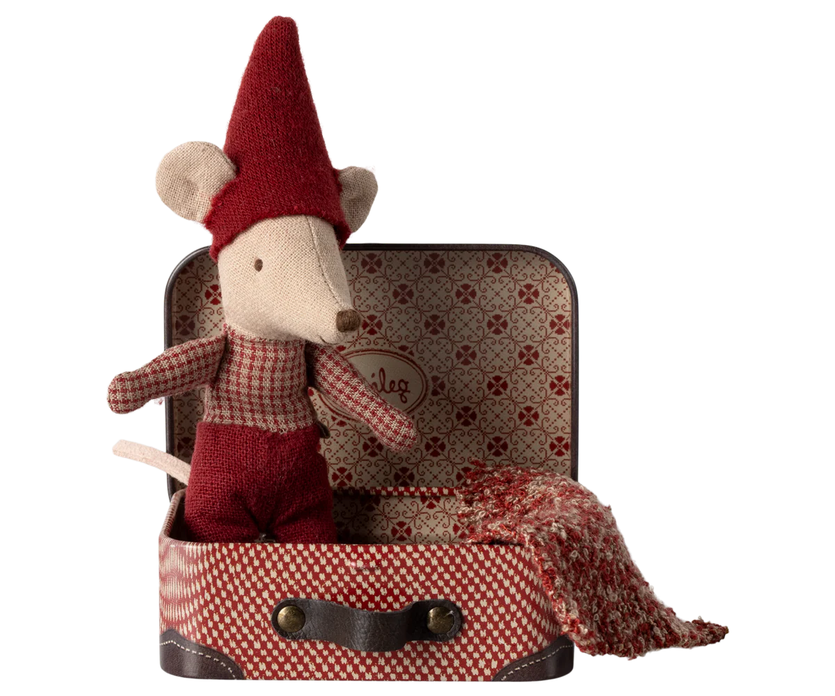 Christmas Mouse, Baby in Suitcase | Maileg