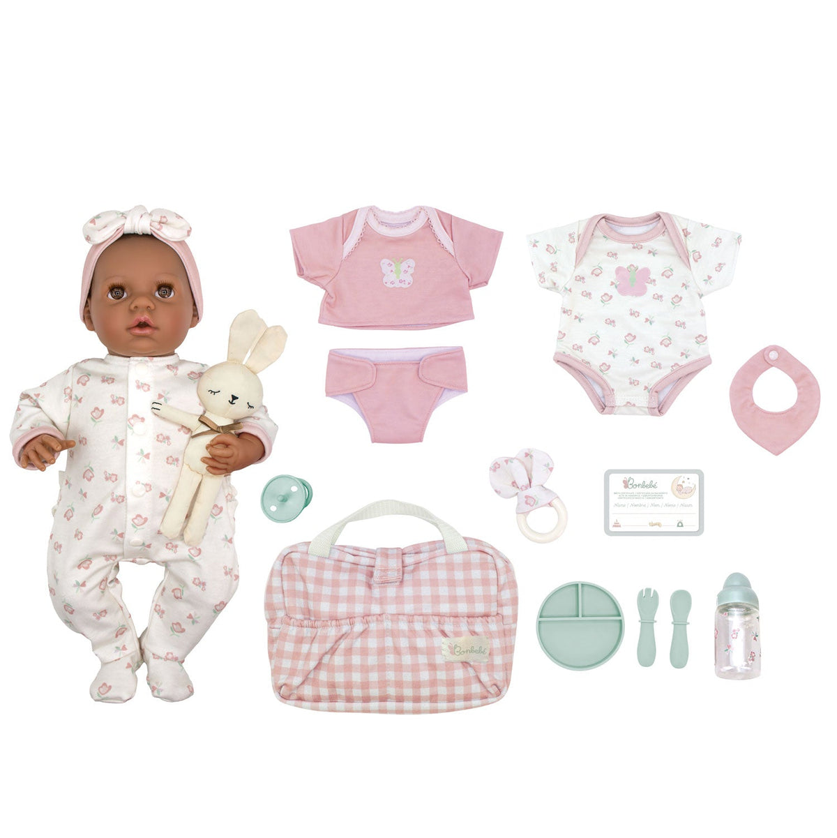 Bonbebé 15.5" Weighted Reborn Baby Doll in Pink with Real Heartbeat - 16-Piece Gift Set | JC Toys - LOCAL PICKUP ONLY