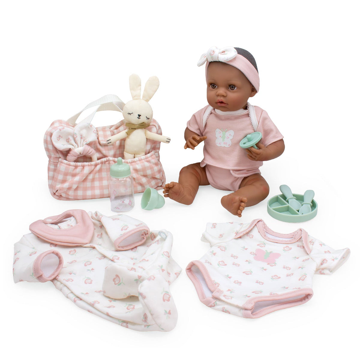 Bonbebé 15.5" Weighted Reborn Baby Doll in Pink with Real Heartbeat - 16-Piece Gift Set | JC Toys - LOCAL PICKUP ONLY