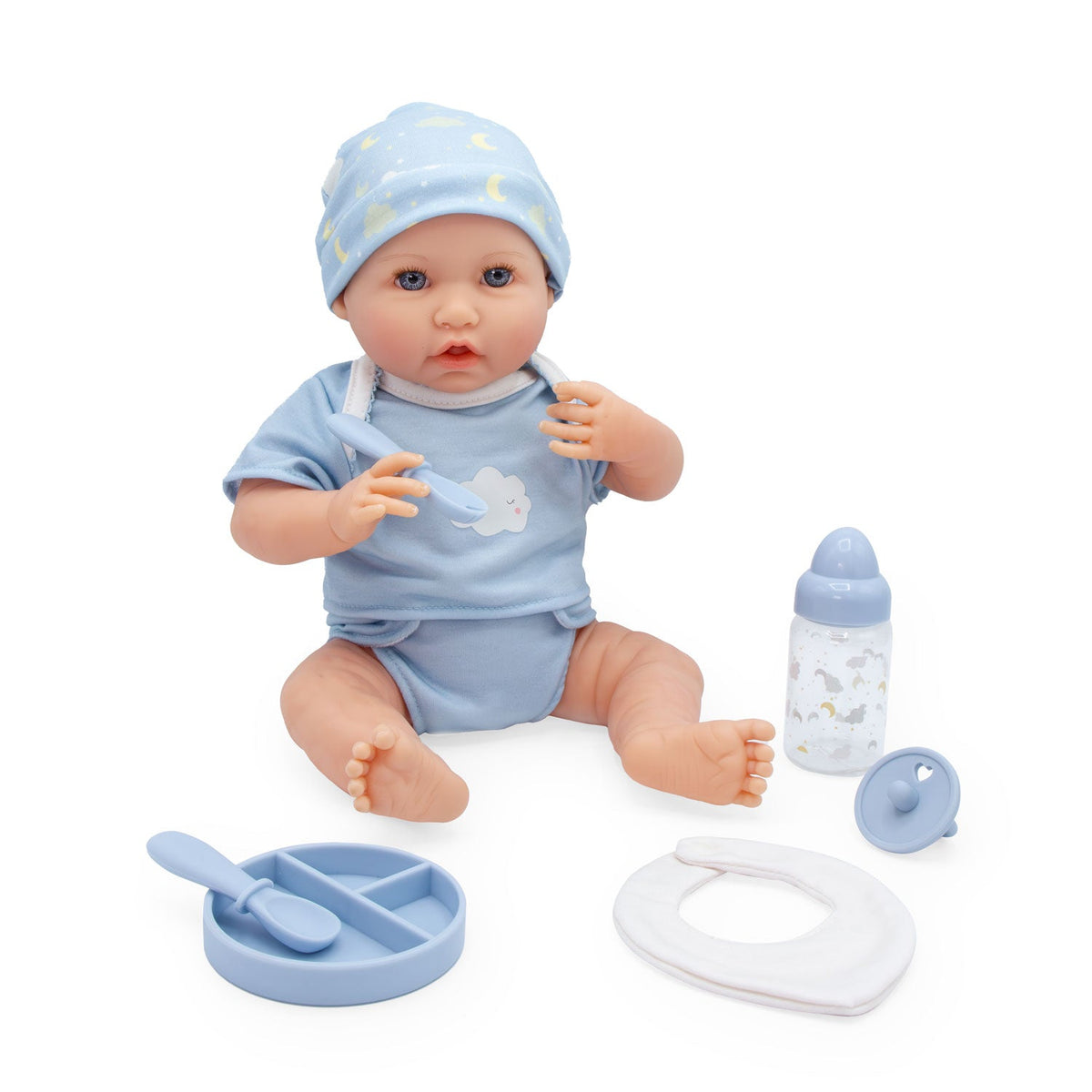Bonbebé 15.5" Weighted Reborn Baby Doll in Blue with Real Heartbeat - 16-Piece Gift Set | JC Toys - LOCAL PICKUP ONLY