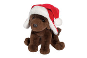 Chocolate Lab with Santa Bomber Hat | Douglas