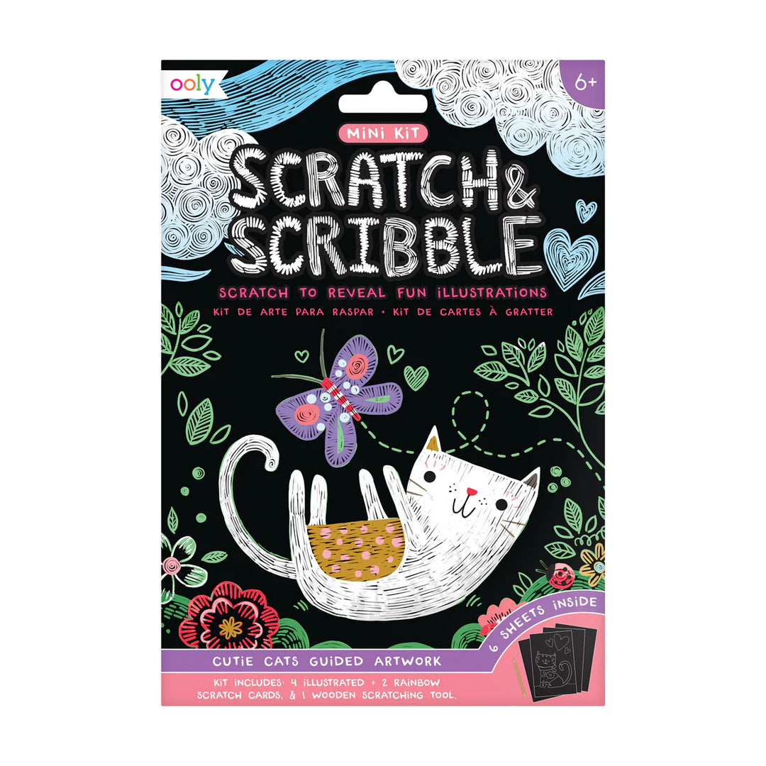 Cutie Cats Scratch and Scribble Mini Scratch Art Kit | OOLY