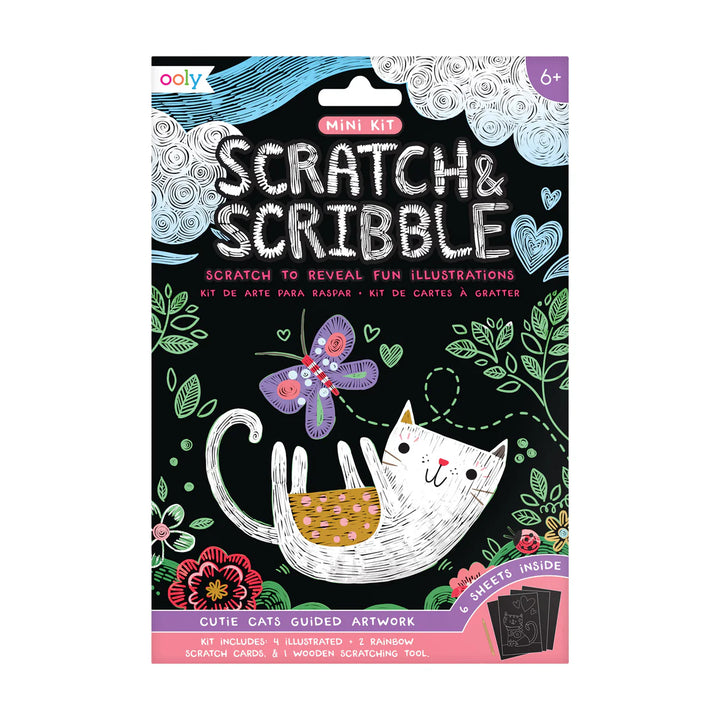 Cutie Cats Scratch and Scribble Mini Scratch Art Kit | OOLY