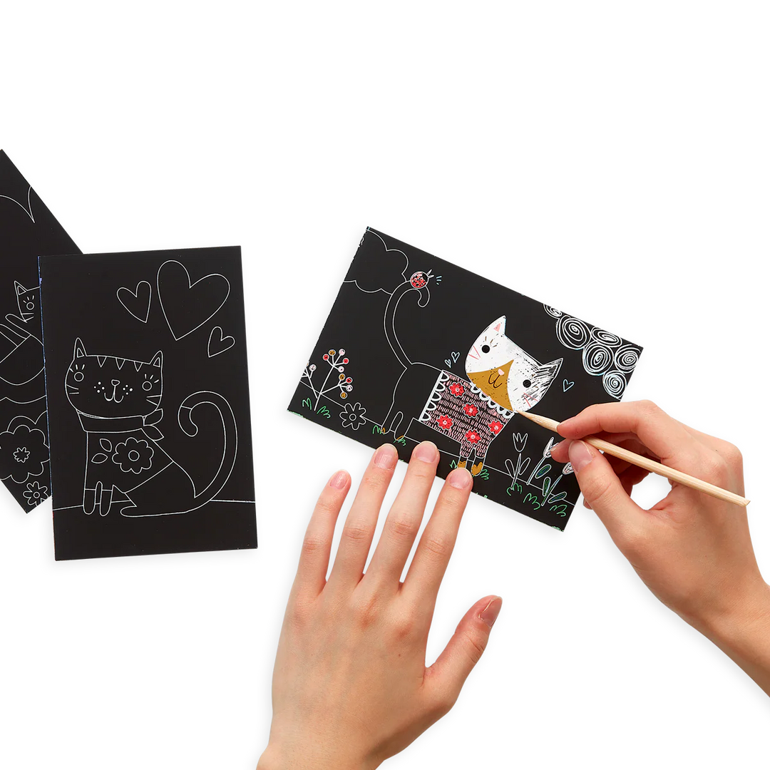 Cutie Cats Scratch and Scribble Mini Scratch Art Kit | OOLY