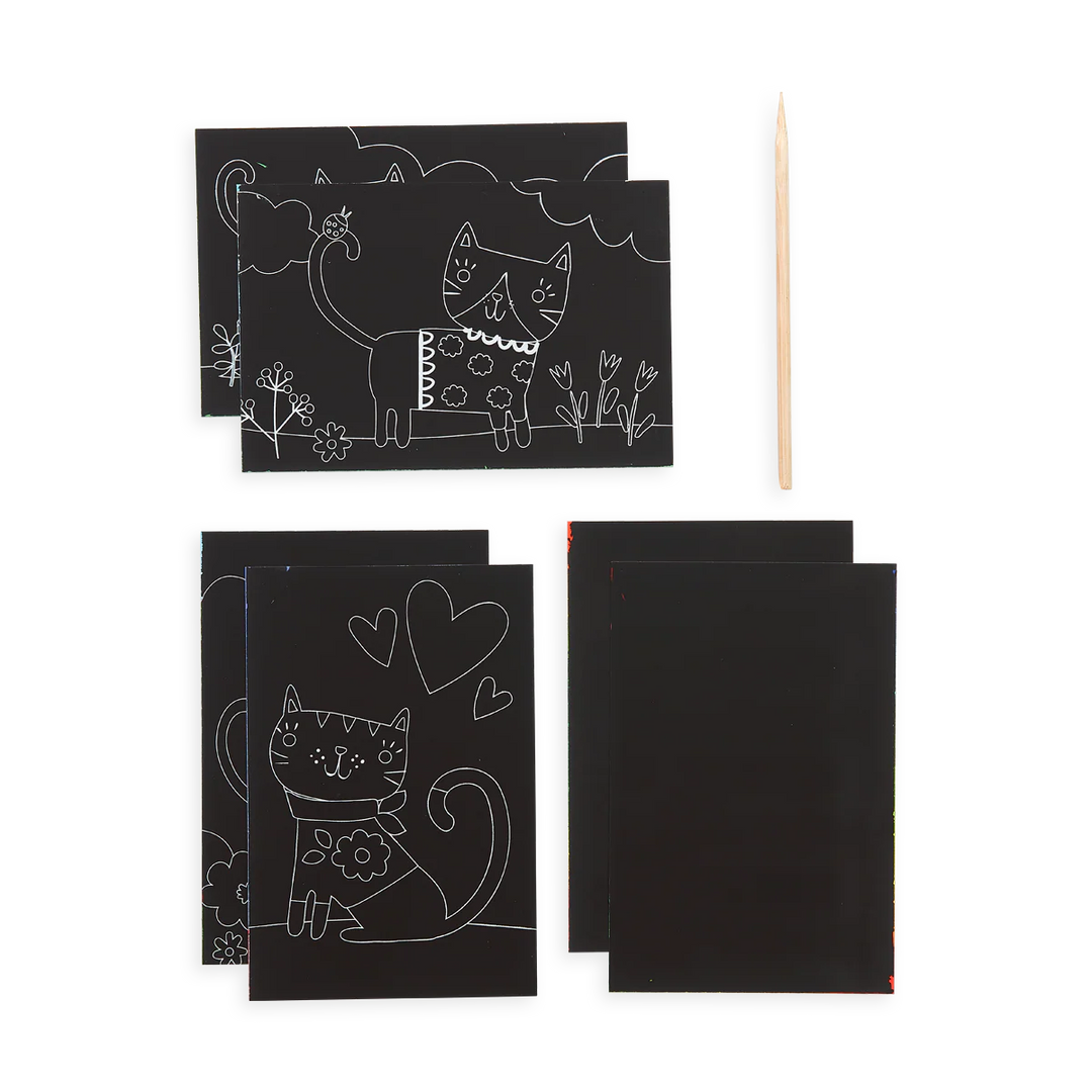 Cutie Cats Scratch and Scribble Mini Scratch Art Kit | OOLY