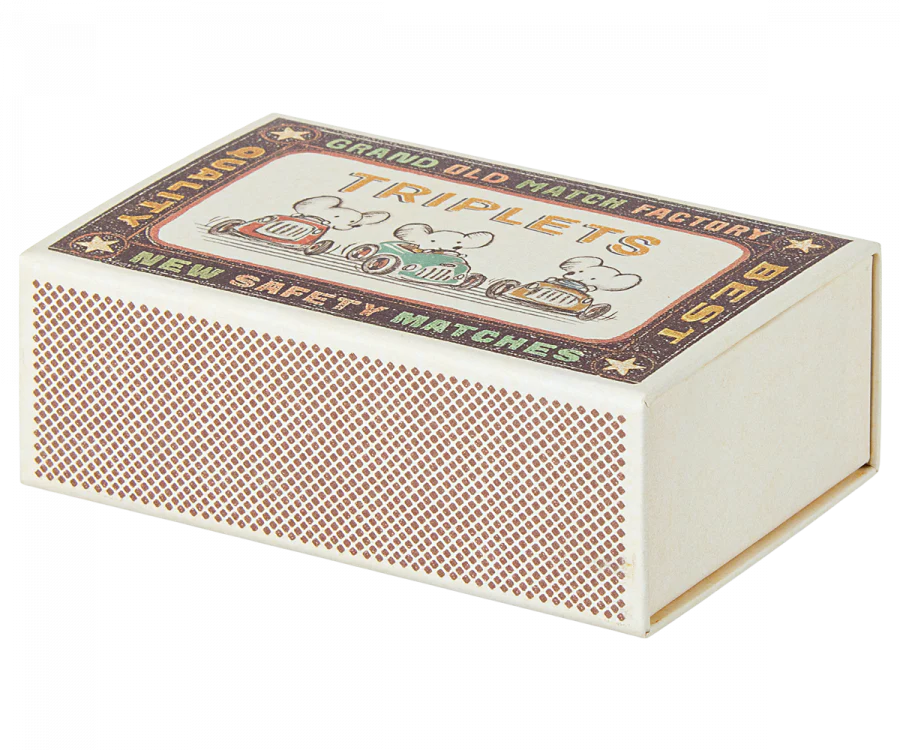 Triplets - Baby Mice in a Matchbox - Striped Clothes | Maileg