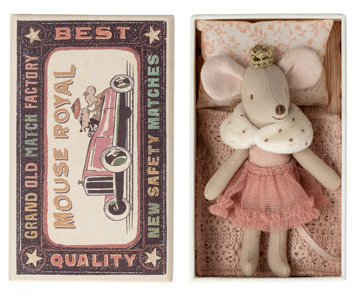 Princess Mouse, Little Sister, Rose  in Matchbox | Maileg