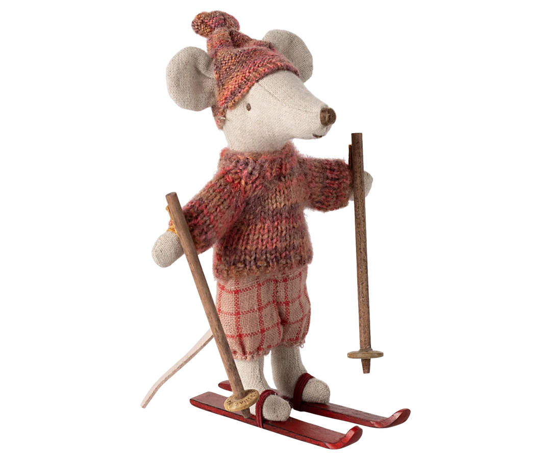 Winter Mouse with Ski set, Big Sister - Rose | Maileg