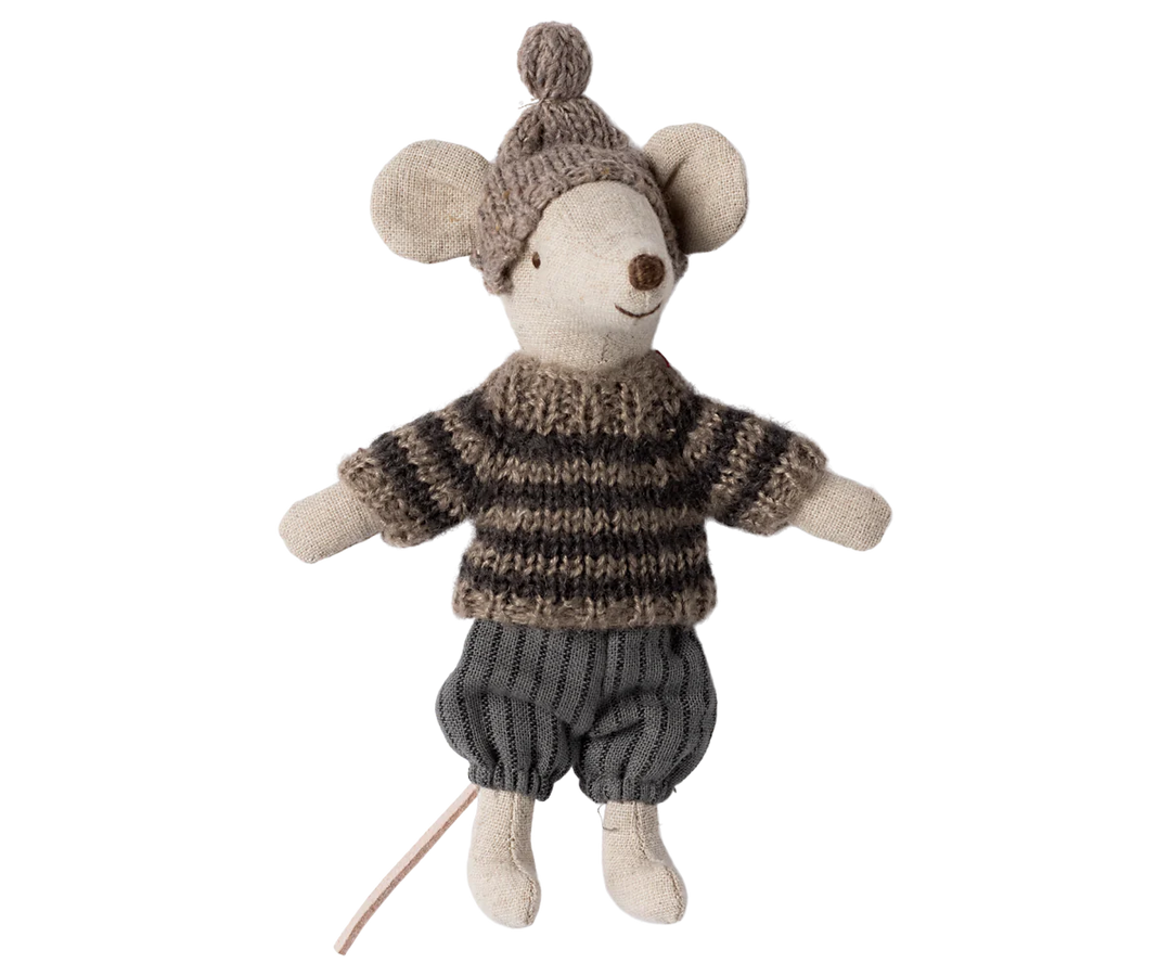 Winter Mouse with Ski Set, Big Brother - Grey | Maileg