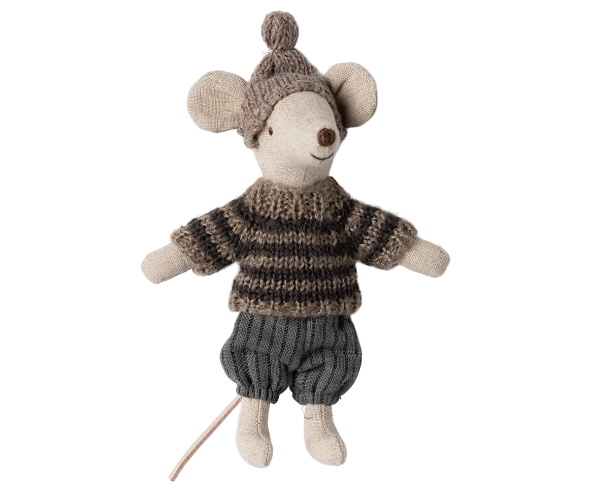 Winter Mouse with Ski Set, Big Brother - Grey | Maileg