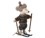 Winter Mouse with Ski Set, Big Brother - Grey | Maileg