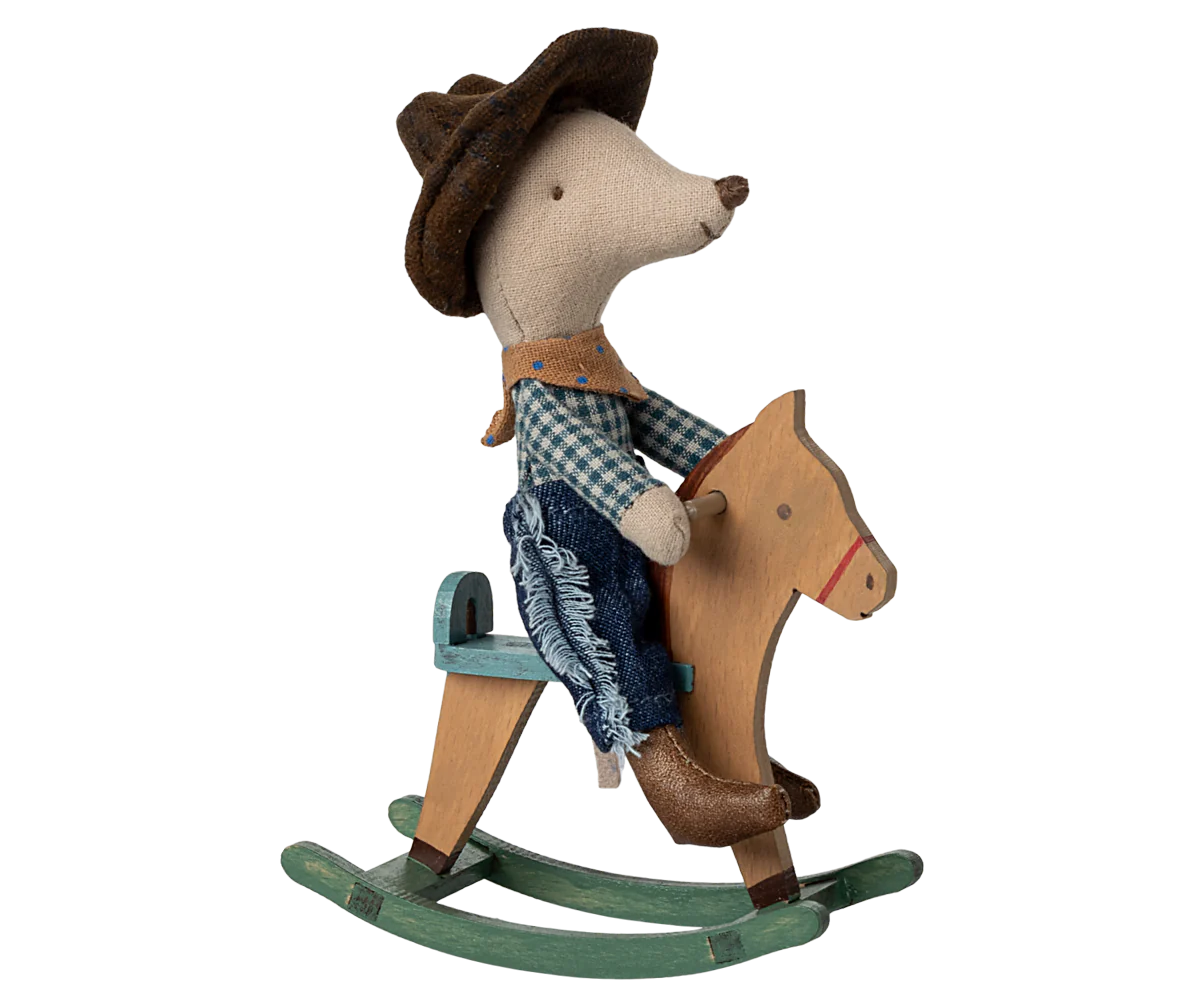 Cowboy Mouse on Rocking Horse, Little Brother | Maileg