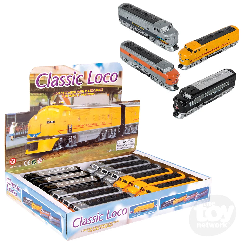 6.5" Die-Cast Pull Back Classic Loco Diesel Train | The Toy Network