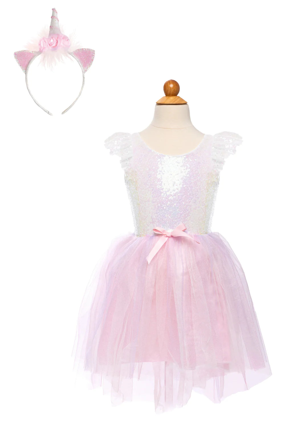 Dreamy Unicorn Dress & Headband - Iridescent Pink | Great Pretenders