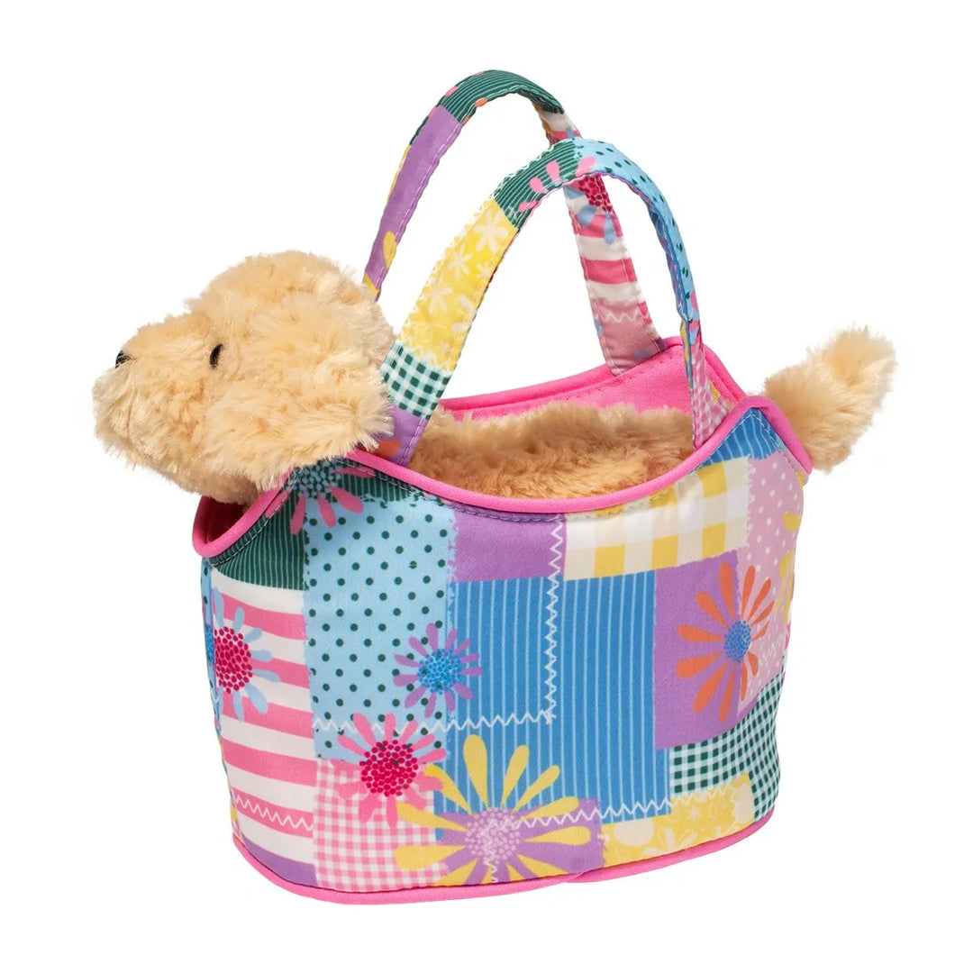 Patchwork Floral Sassy Sak with Golden Retriever