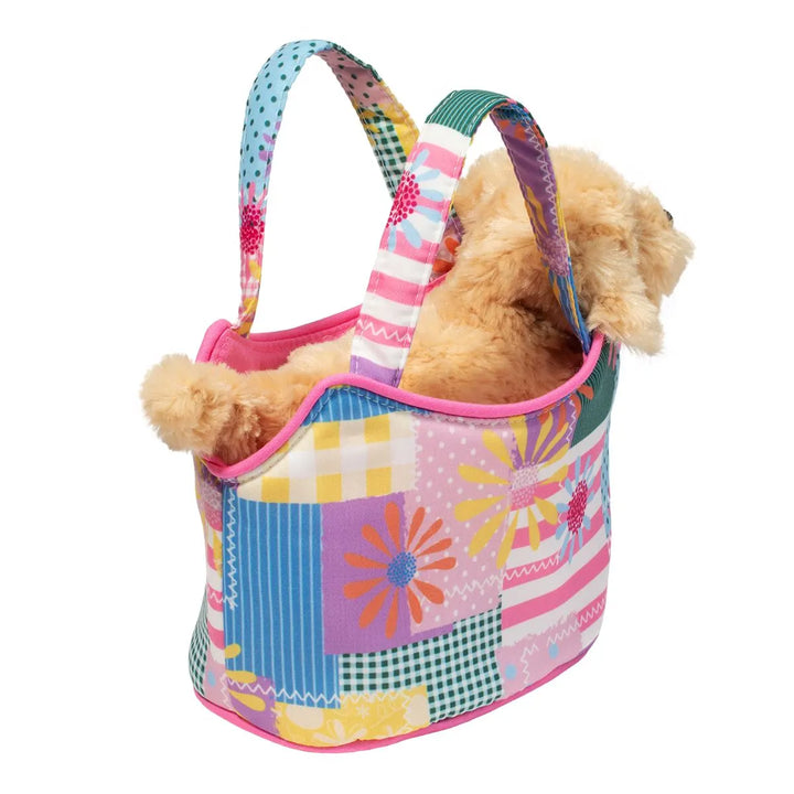 Patchwork Floral Sassy Sak with Golden Retriever