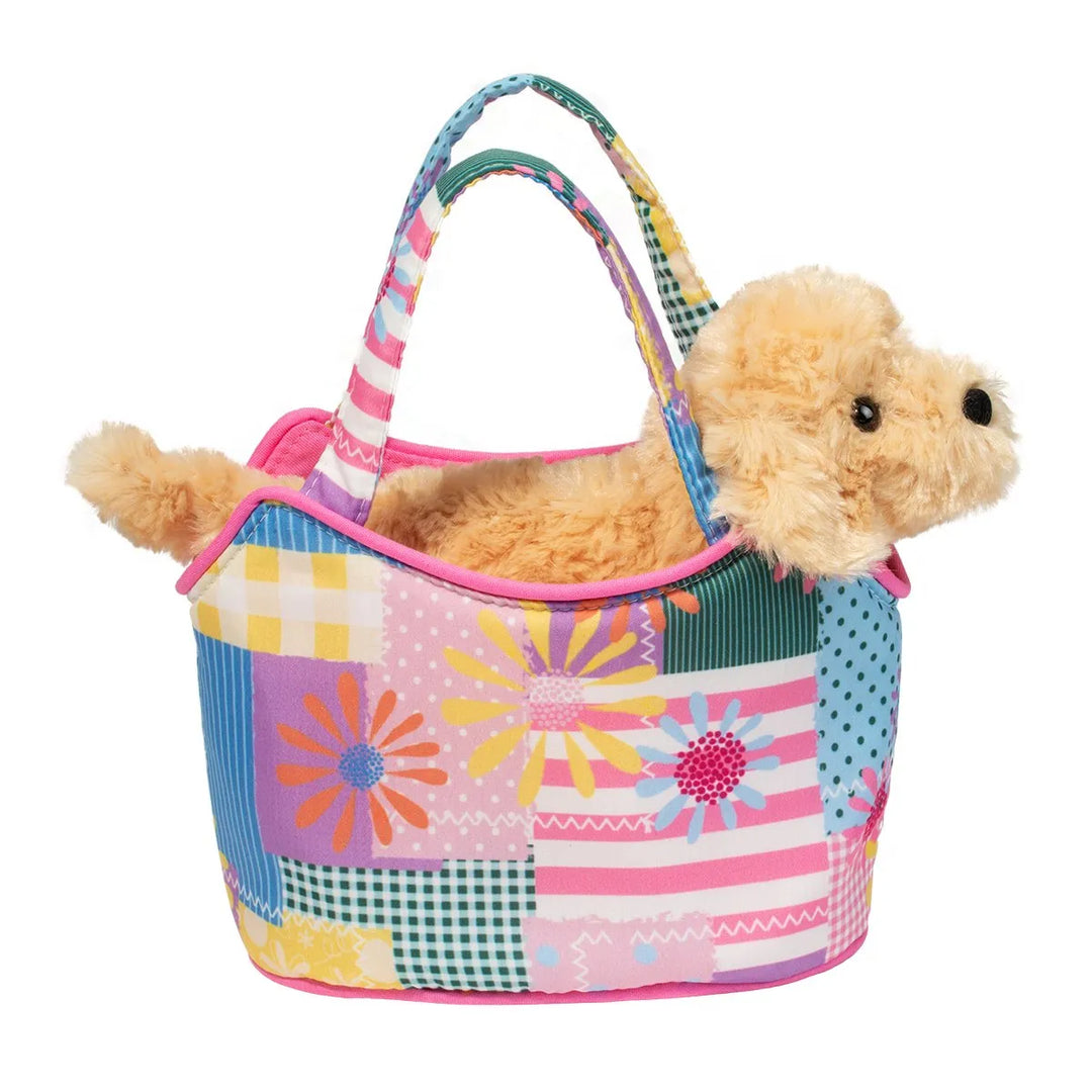 Patchwork Floral Sassy Sak with Golden Retriever