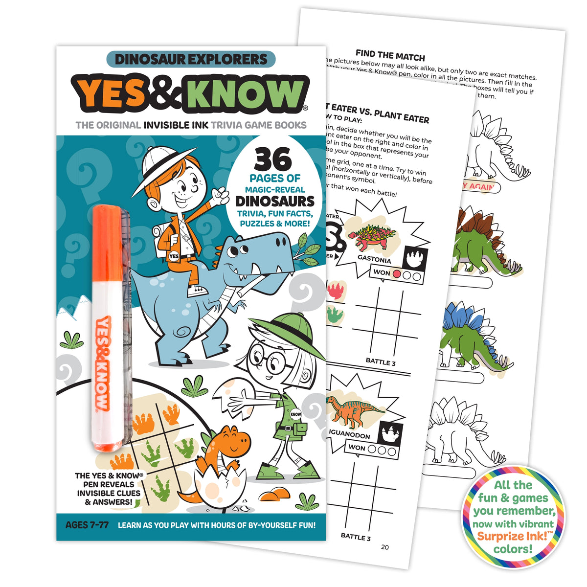 Yes & Know® Invisible Ink Trivia Game Books- Dinosaurs | Tree Town Toys