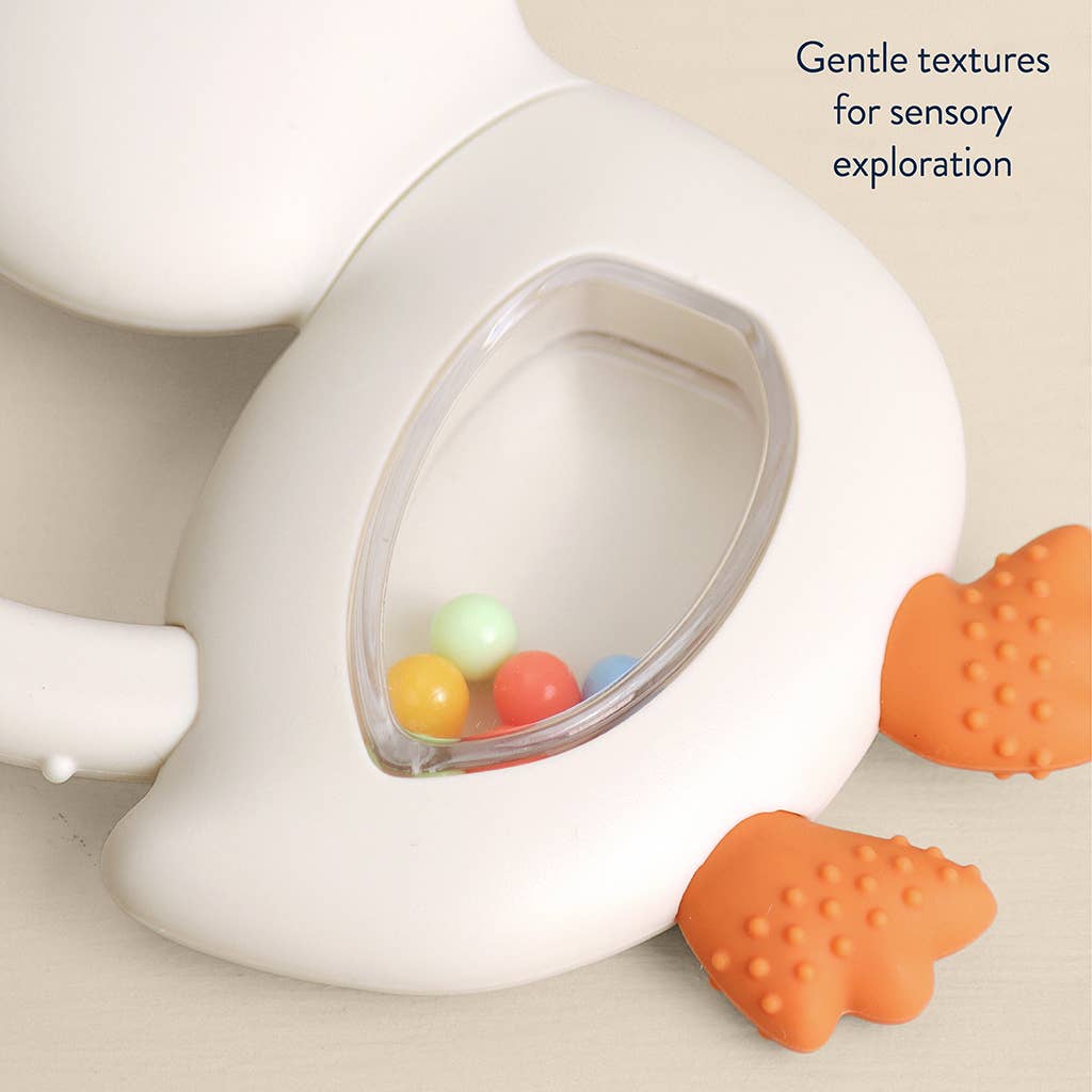 Bitzy Shake™ - Silicone Teether with Rattle - Goose
