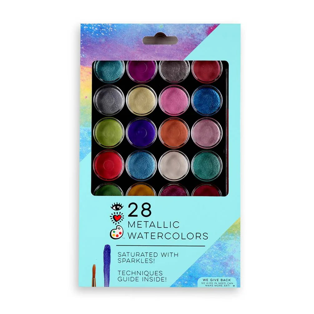 28 Metallic Watercolors | Bright Stripes