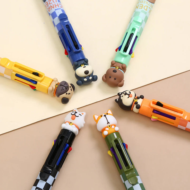Dog 8-Color Retractable Ball Point Pen