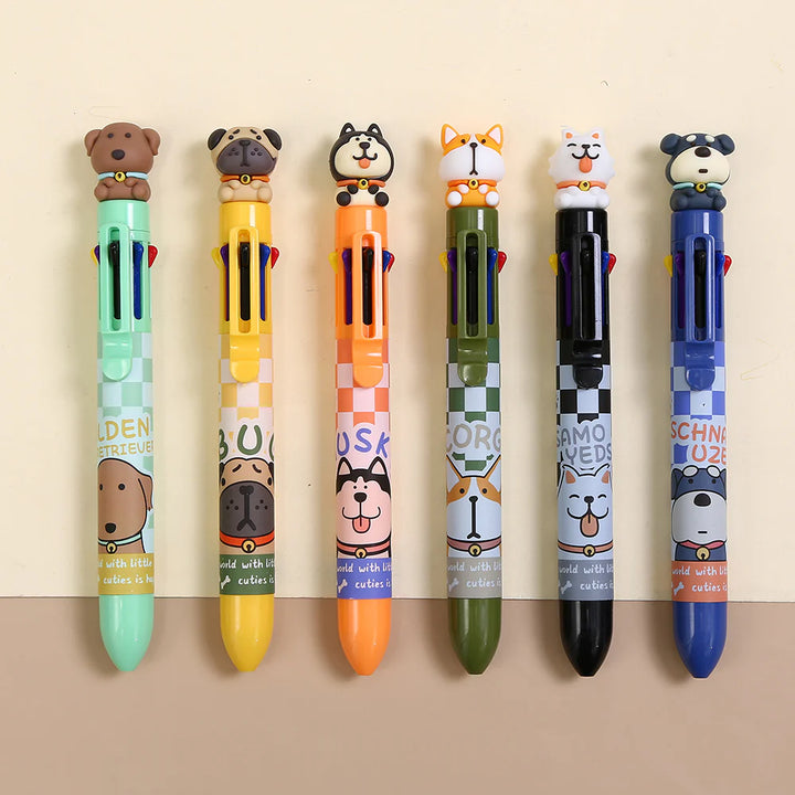Dog 8-Color Retractable Ball Point Pen