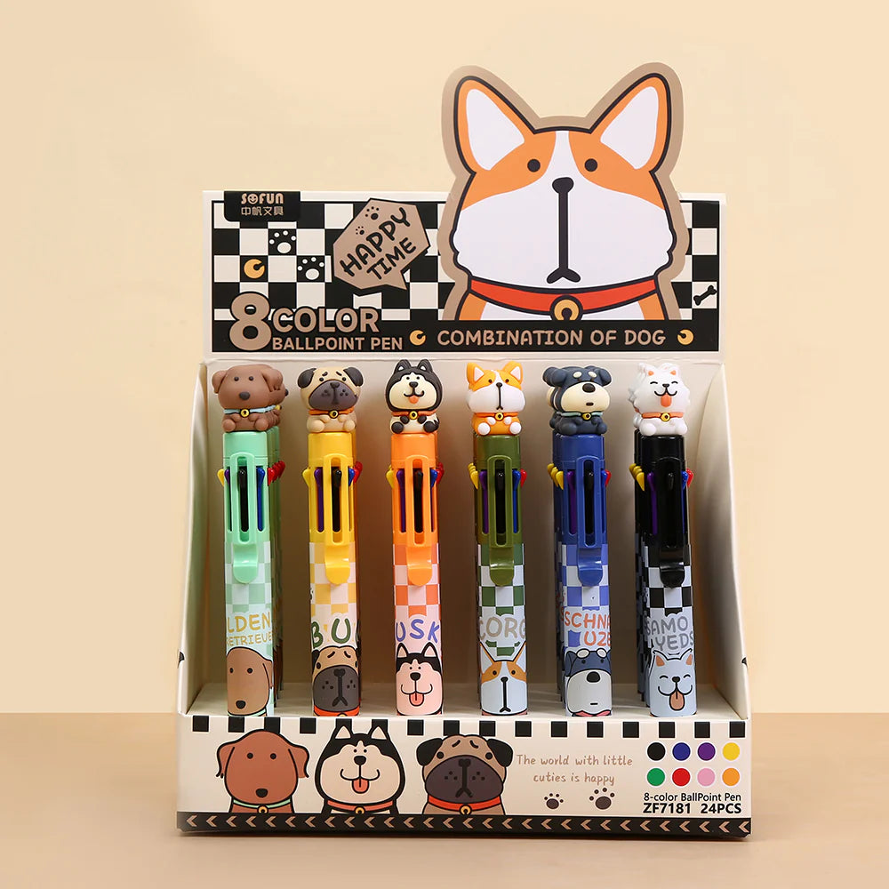 Dog 8-Color Retractable Ball Point Pen