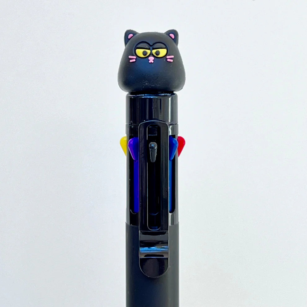 Puffy Eye Cat 8-Color Retractable Ball Point Pen