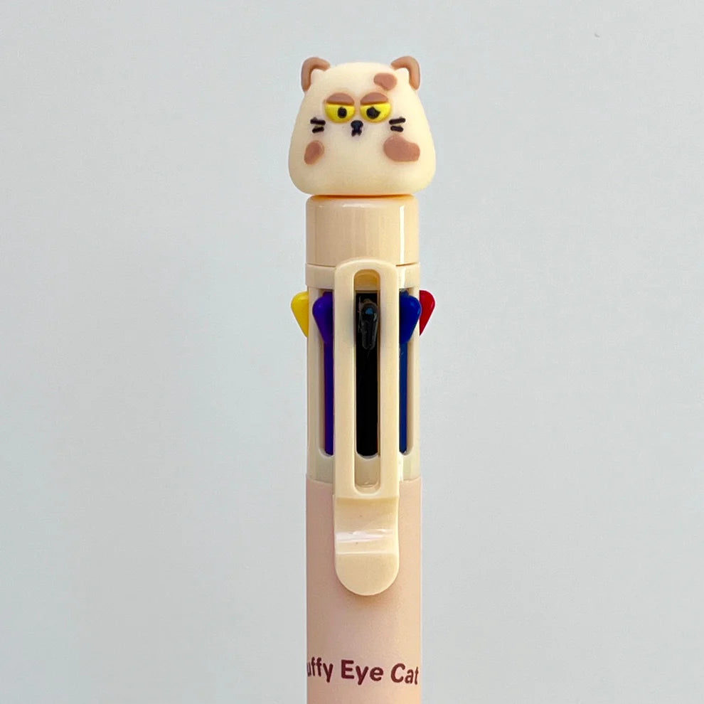 Puffy Eye Cat 8-Color Retractable Ball Point Pen