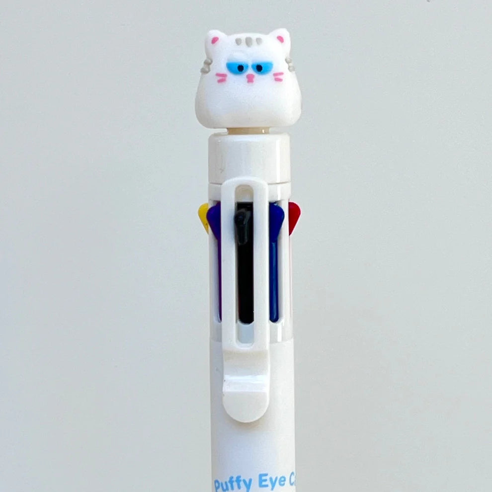 Puffy Eye Cat 8-Color Retractable Ball Point Pen