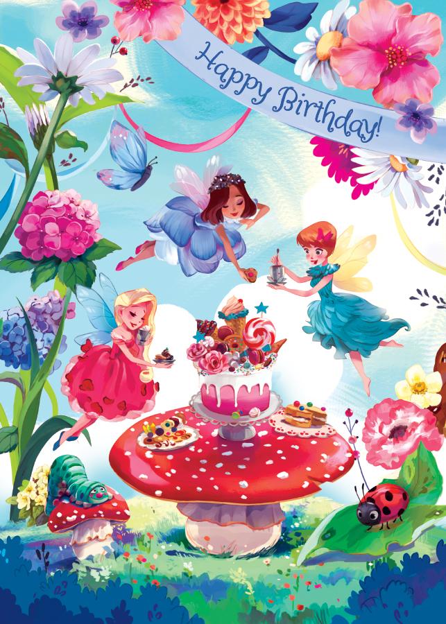 Fairy Garden Party Glitter Card