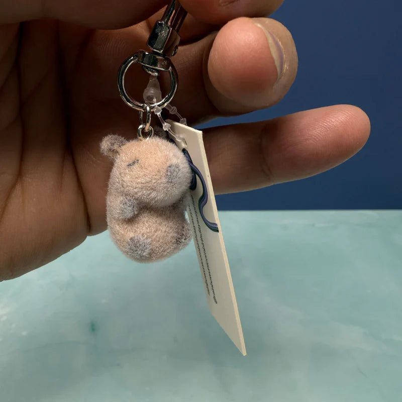 Capybara Flocked Keychain | Rainbow Unicorn Birthday Surprise
