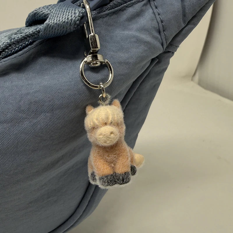 Draft Horse Flocked Keychain | Rainbow Unicorn Birthday Surprise