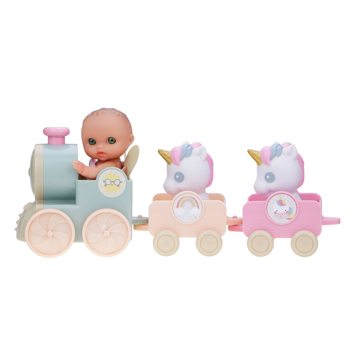 Lil' Cutesies Fairy Baby Doll & Unicorn Train Playset - 5.5" All Vinyl | JC Toys