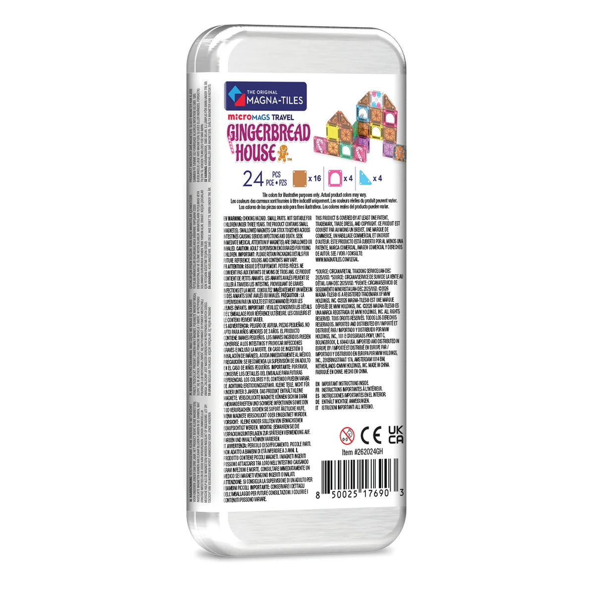 microMAGS Gingerbread House 24 Piece Travel Set | Magna-Tiles
