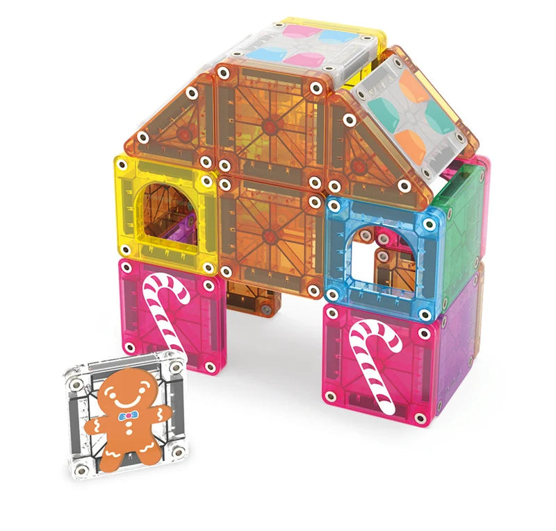 microMAGS Gingerbread House 24 Piece Travel Set | Magna-Tiles
