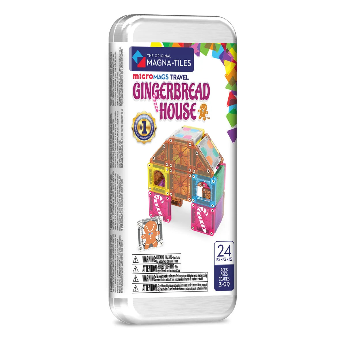 microMAGS Gingerbread House 24 Piece Travel Set | Magna-Tiles