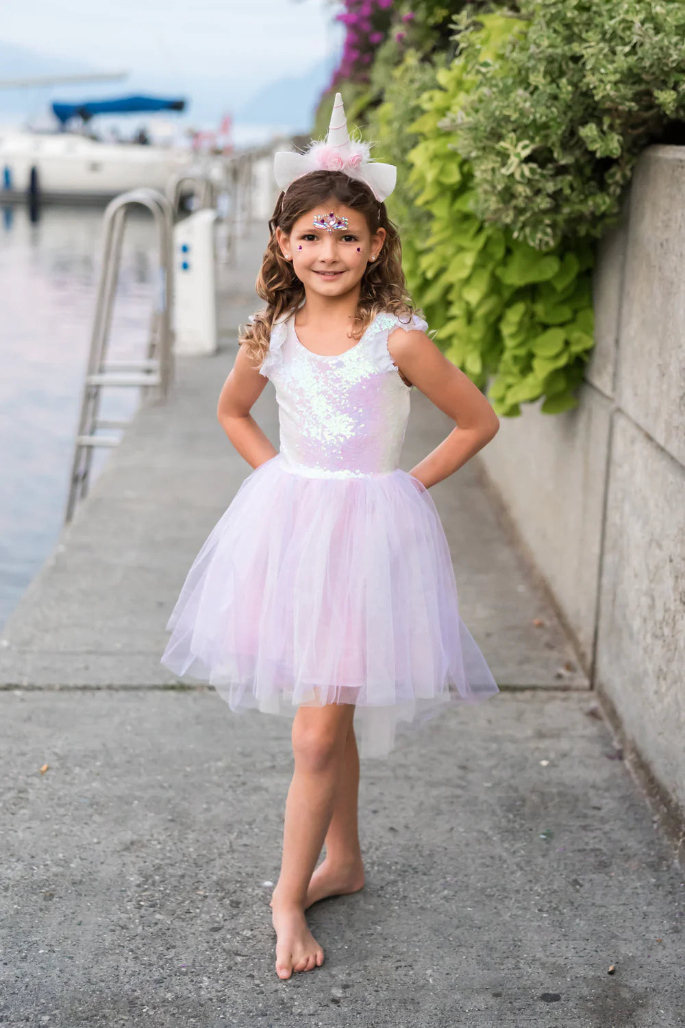 Dreamy Unicorn Dress & Headband - Iridescent Pink | Great Pretenders