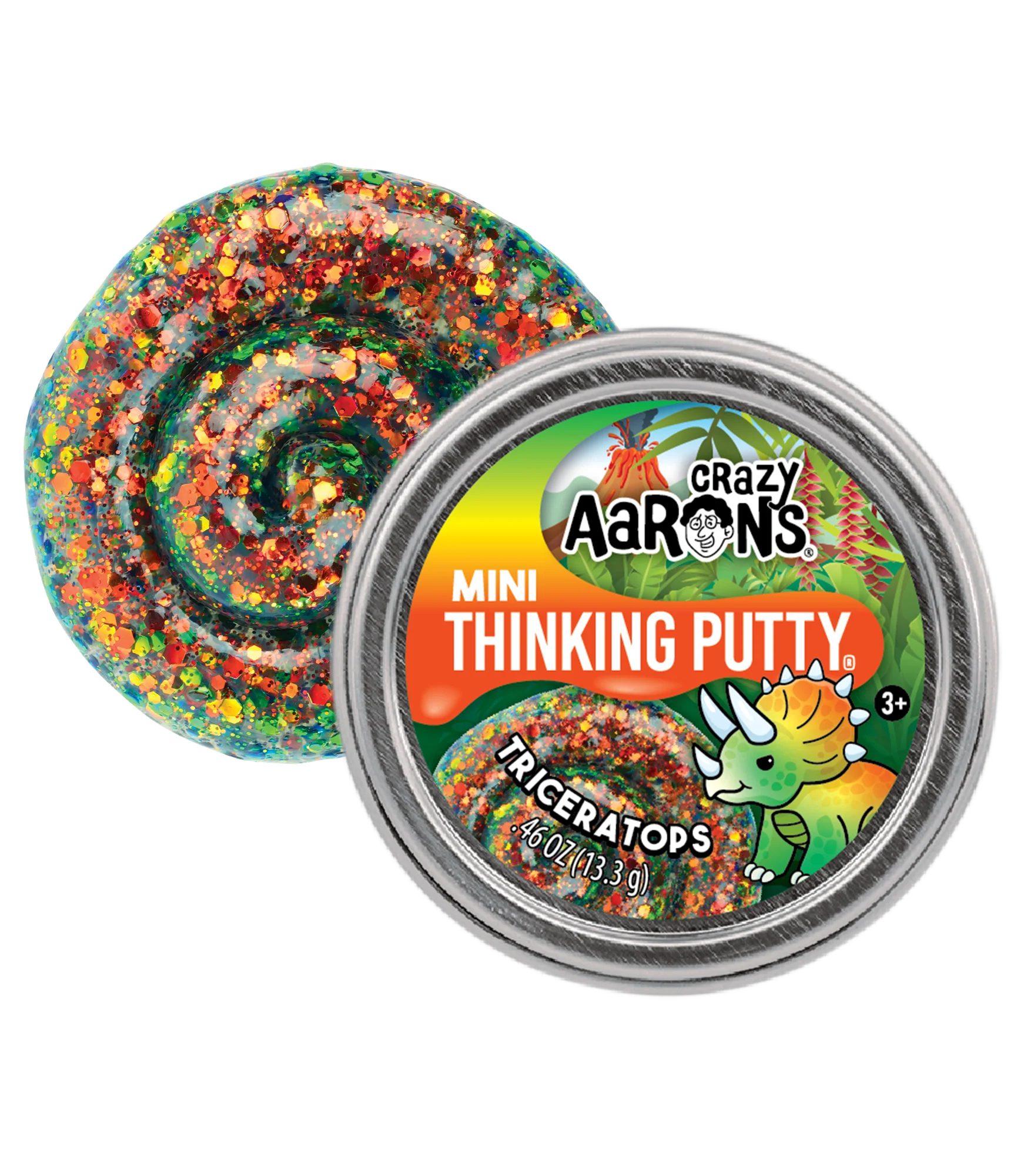 Mini Triceratops - 2" Thinking Putty Tin | Crazy Aarons