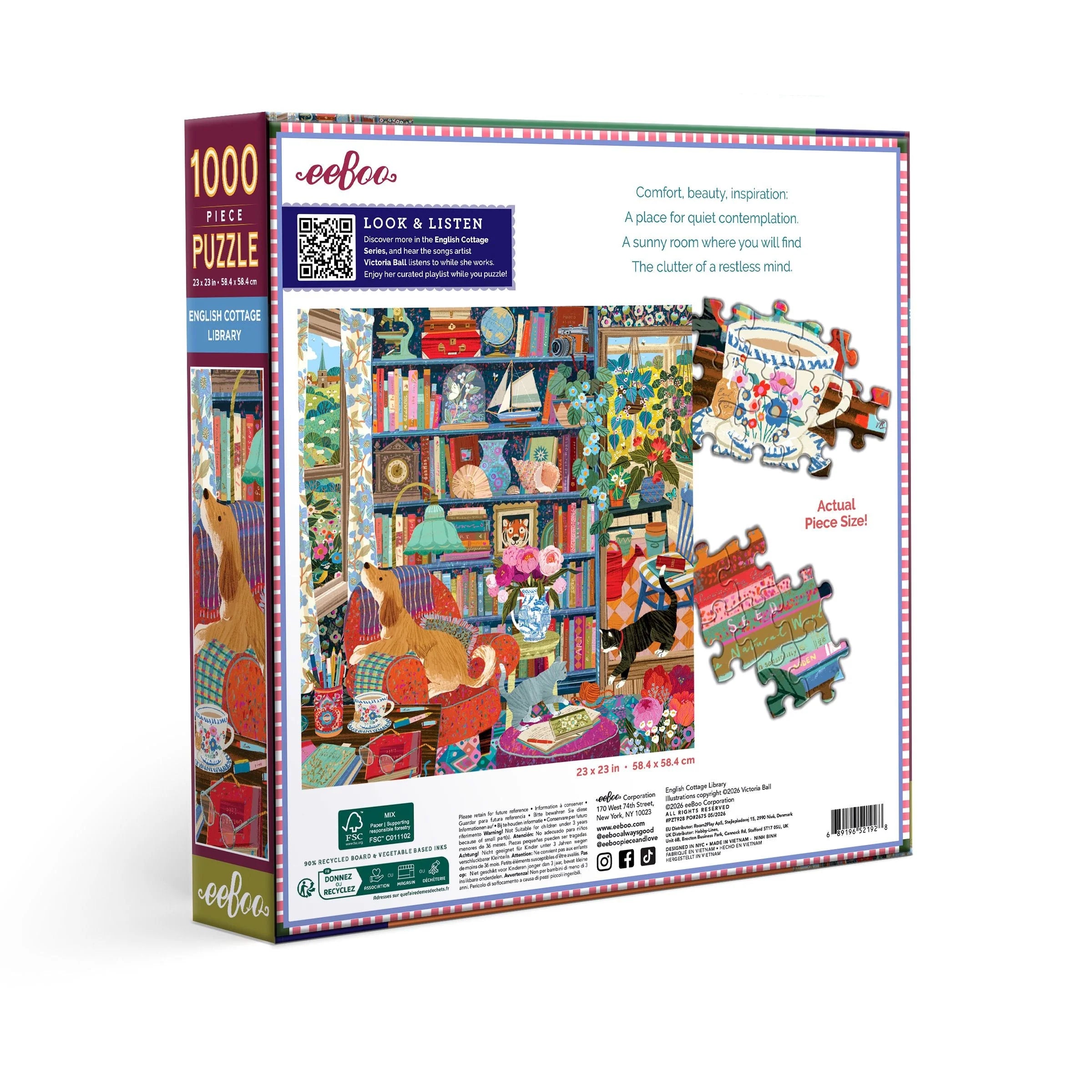 English Cottage Library 1000 Pc Puzzle | eeBoo
